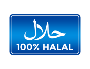 100 percent halal label element blue design