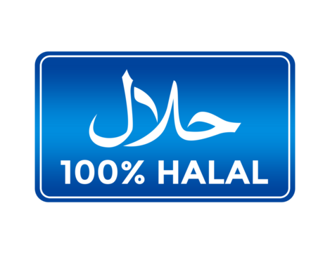 100 percent halal label element blue design