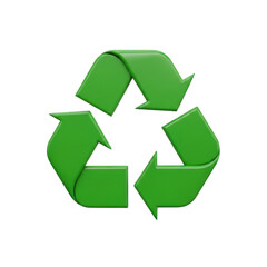Green recycling symbol isolated on transparent background