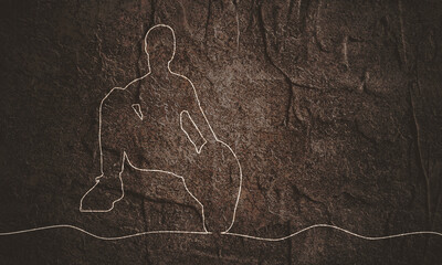 Beautiful woman resting after exercise. Sport girl illustration. Young woman silhouette