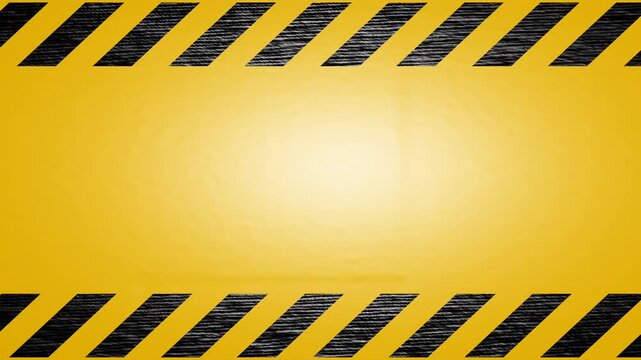 Bright yellow background for warnings and caution with textured black stripes moving across the top and bottom edges, creating a dynamic frame
