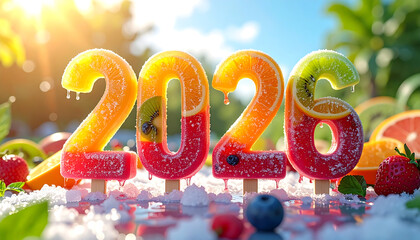 Refreshing Fruit Popsicles Shaped Like The Year 2020.