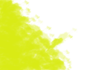 Abstract yellow smoke swirling and dissipating against a stark black background isolated on white background