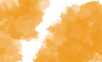 Orange watercolor splashes isolated on transparent background