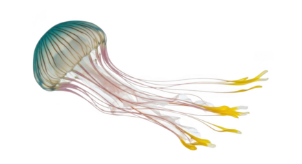 A colorful jellyfish isolated on transparent background