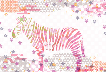 Fototapeta premium 午 年賀状 干支 背景