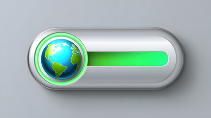 Progress bar earth globe green silver interface technology loading progress energy sustainable eco clean modern digital minimal glossy button ui ux futuristic innovation environment climate power