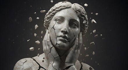 Shattered Marble Beauty: Fragmenting Classical Sculpture of a Woman's Face