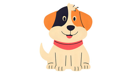 Happy dog, white background, cartoon illustration, transparent. PNG