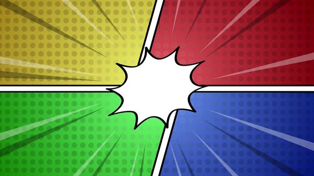 Four-Way Comic Style Split Screen Background Layout