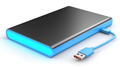 External Hard Drive with Blue Light.