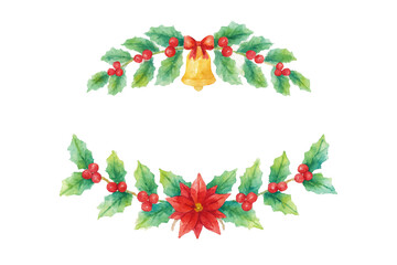 Watercolor Christmas Holly Garland Set