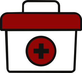 First Aid Box icon. A first aid kit icon set in multiple style collection and outline styles. Vector illustration of a medical emergency bag with a cross symbol for healthcare. vectors collection.