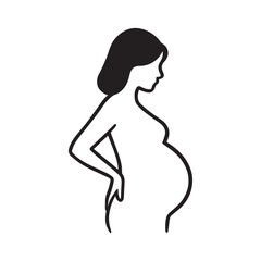 Vector art of silhouette of a pregnant woman a simple line drawing of a mothertobe, conveying themes of maternity and family