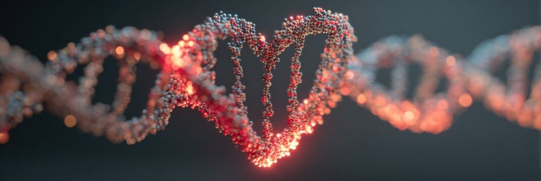 DNA Strands Form a Heart Shape, Symbolizing Love and Connection in Science at High Resolution
