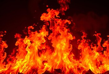 Fiery orange and yellow flames engulfing the background, intense heat and vibrant glow,  texture,  illustration