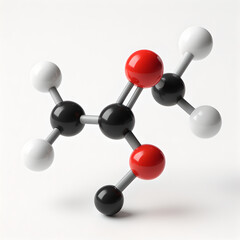 Obraz premium Photorealistic 3D macro of chemical monomers, tight focus on ball-and-stick structures (amino acid, nucleotide, monosaccharide, vinyl monomer) with depth of field