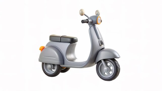 A modern 3D scooter design in gray with orange accents and a sleek look.