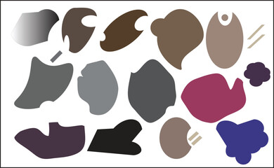 Modern abstract organic blob shapes collection, minimalist geometric fluid forms in colorful and neutral tones, trendy vector design elements for backgrounds, posters, branding, and web templates