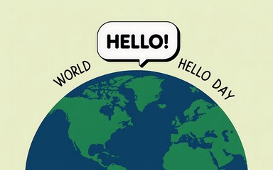 World hello day greeting from planet earth with speech bubble