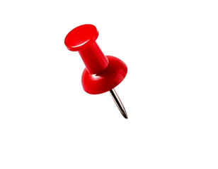 Top-Down View of Red Push Pin Floating, Minimal Isolated Icon, Transparent PNG