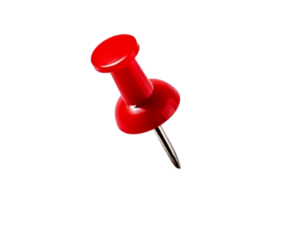 Top-Down View of Red Push Pin Floating, Minimal Isolated Icon, Transparent PNG