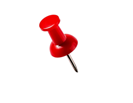 Top-Down View of Red Push Pin Floating, Minimal Isolated Icon, Transparent PNG