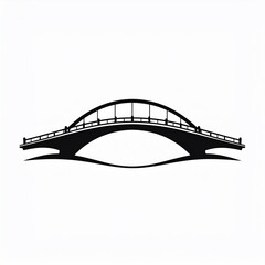 Silhouette of an arched pedestrian bridge spanning water, minimalist design