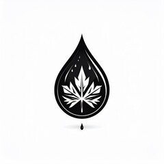 Black drop with stylized maple leaf inside