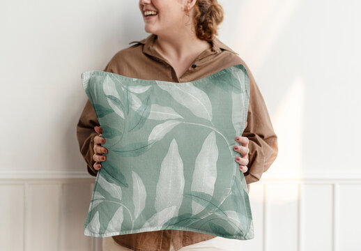 Pillow Cushion Cover Mockup Floral Pattern Interior Design