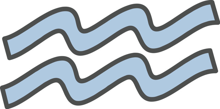 Stylized Aquarius Zodiac Sign Floating in a White Background Depicting Astrology and Horoscopes, Spiritualism and the Water Bearer Symbol, Modern Design for Digital and Print Use, Esoteric Sign Art, M