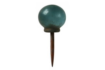 Vintage map pin featuring an old blue sphere top, essential for marking locations and holding notes on boards