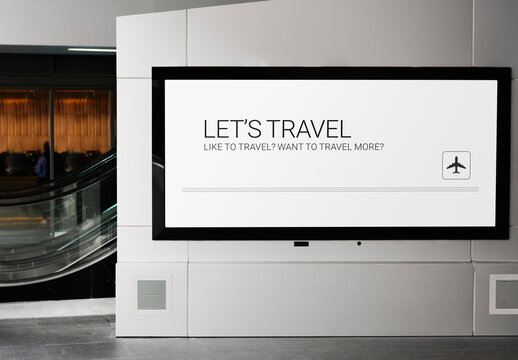 Billboard Mockup Near An Escalator At A Train Station