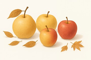 Apples and pears in warm autumn tones create a cozy, harvest-inspired feeling for fall promotions