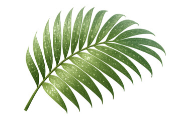 Fototapeta premium Green tropical palm leaf with water drops on transparent background, showcasing fresh nature and botanical beauty