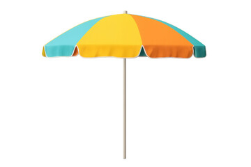 Obraz premium Beach umbrella with colorful panels protecting from sun, offering shade for summer vacation