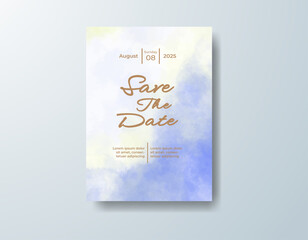 Wedding invitation with abstract watercolor background