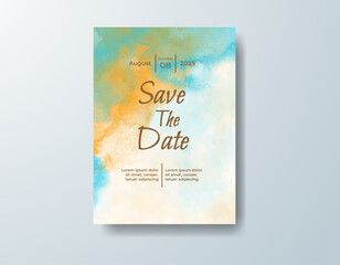Wedding invitation with abstract watercolor background