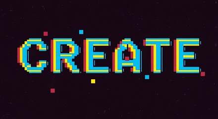 Retro pixel CREATE graphic for creative projects