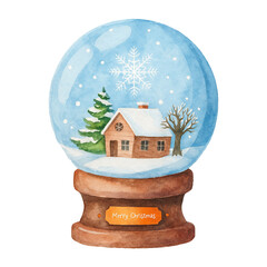 Snowy Christmas Snow Globe Illustration