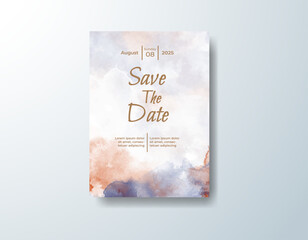 Wedding invitation with abstract watercolor background