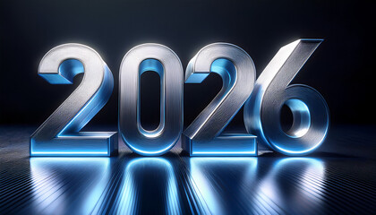2026 year number silver background