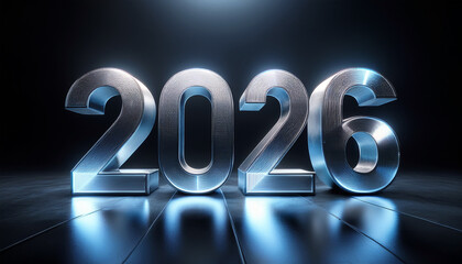 2026 year number silver background