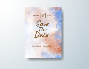 Wedding invitation with abstract watercolor background