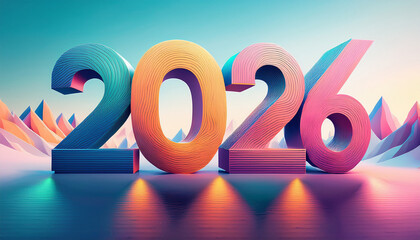 2026 year number in colorful writing