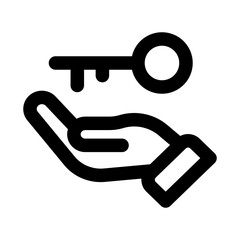 Modern Flat Hand Key Icon — Minimal Outline Security and Access Symbol
