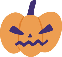Illustration of Jack-O'-Lantern with Angry Face