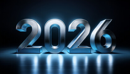 2026 year number silver background