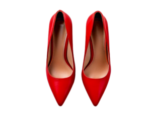  Pair of Fashionable Women’s Shoes with Stiletto Heels, Top-Down Arrangement, Isolated PNG