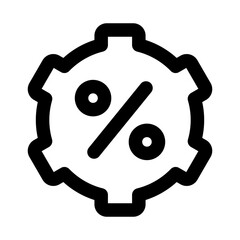 Financial Gear Icon, Functional Outline for Finance and Management.